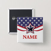Badge Carré 5 Cm Election Campaign Pin Template Stars Stripes (Devant & derrière)