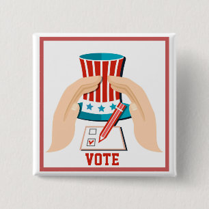 Badge Carré 5 Cm Élection présidentielle rouge