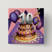 Badge Carré 5 Cm Élégant 10e anniversaire Célébration Conception de (Devant)