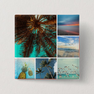 Badge Carré 5 Cm Élégant 6 Collage photo Bouton personnalisé