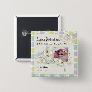 Badge Carré 5 Cm Elegant Baby Boy ou Girl Scrapbook cadre photo