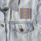 Badge Carré 5 Cm élégant motif ethnique (En situation)