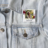 Badge Carré 5 Cm Elegant Peonies Photo Funeral Keepsake (En situation)