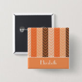 Badge Carré 5 Cm Élégant Style Moderne Orange Chevron Stripes Avec  (Devant & derrière)