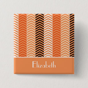 Badge Carré 5 Cm Élégant Style Moderne Orange Chevron Stripes Avec