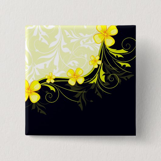 Badge Carré 5 Cm Elegant Yellow Floral Damask (Devant)