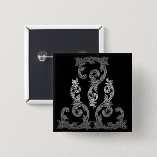 Badge Carré 5 Cm élégante conception de goth orné (Devant & derrière)