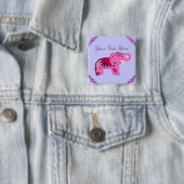 Badge Carré 5 Cm Eléphant au henné (violet) (En situation)