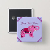 Badge Carré 5 Cm Eléphant au henné (violet) (Devant & derrière)