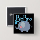 Badge Carré 5 Cm Elephant Big Bro (Devant & derrière)