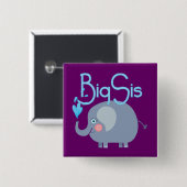 Badge Carré 5 Cm Elephant Big Sis (Devant & derrière)