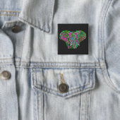 Badge Carré 5 Cm Eléphant coloré (En situation)