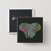 Badge Carré 5 Cm Eléphant coloré (Devant & derrière)