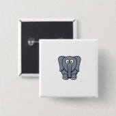 Badge Carré 5 Cm Éléphant mignon Clipart de bande dessinée (Devant & derrière)