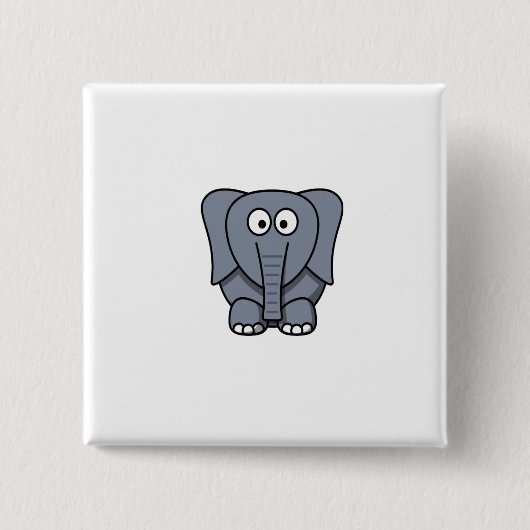 Badge Carré 5 Cm Éléphant mignon Clipart de bande dessinée (Devant)