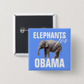 Badge Carré 5 Cm Éléphants pour Obama (Devant & derrière)