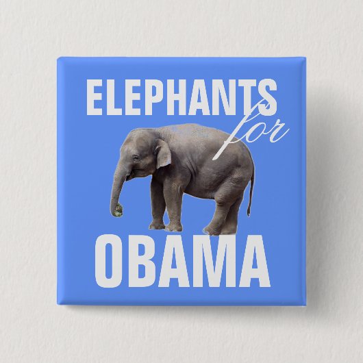 Badge Carré 5 Cm Éléphants pour Obama (Devant)