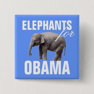 Badge Carré 5 Cm Éléphants pour Obama