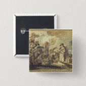 Badge Carré 5 Cm Eliezer et Rebecca au puits (Devant & derrière)