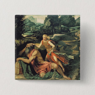 Badge Carré 5 Cm Élijah a visité par un ange, c.1534
