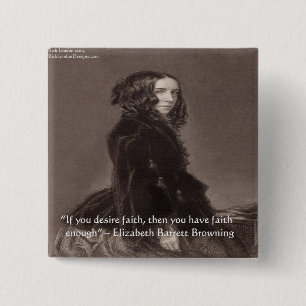 Badge Carré 5 Cm Elizabeth Barrett Browning Faith Desire Citation