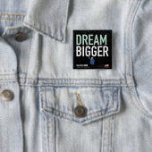 Badge Carré 5 Cm Elizabeth Warren - Dream Bigger - CA collection (En situation)