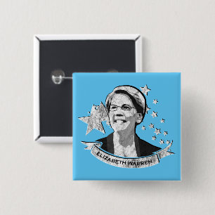 Badge Carré 5 Cm Elizabeth Warren Star Banner