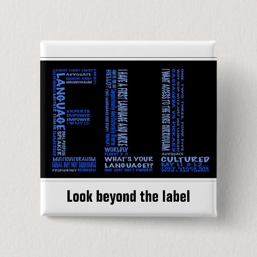Badge Carré 5 Cm ELL : Regardez au delà de l'étiquette (Devant)