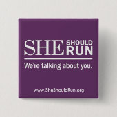 Badge Carré 5 Cm Elle devrait courir (Devant)