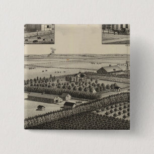 Badge Carré 5 Cm Elliott Residence and Farm, comté de Rice, Kansas