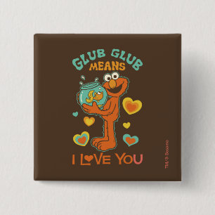 Badge Carré 5 Cm Elmo Holding son poisson rouge animal