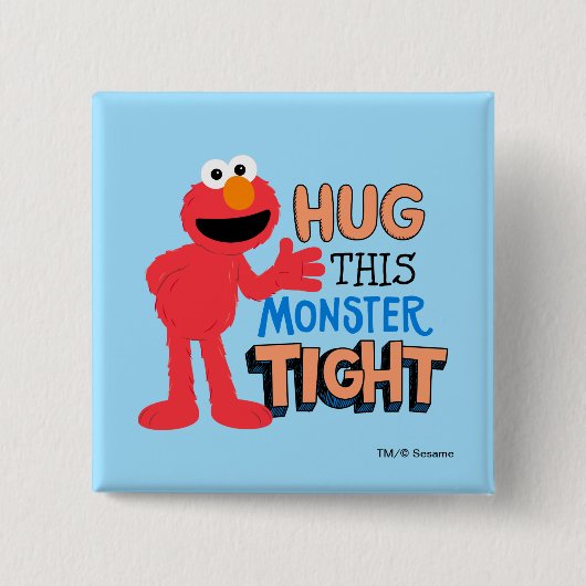 Badge Carré 5 Cm Elmo | Hug this Monster Tight (Devant)