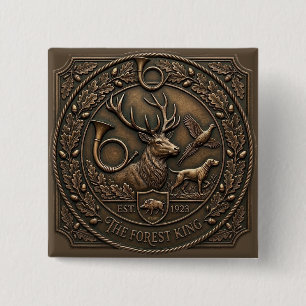 Badge Carré 5 Cm Emblème de chasse en bronze