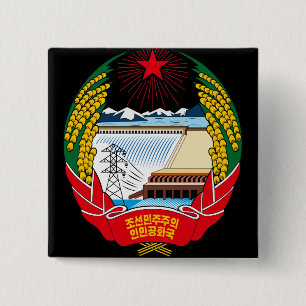 Badge Carré 5 Cm emblème du nord de la Corée