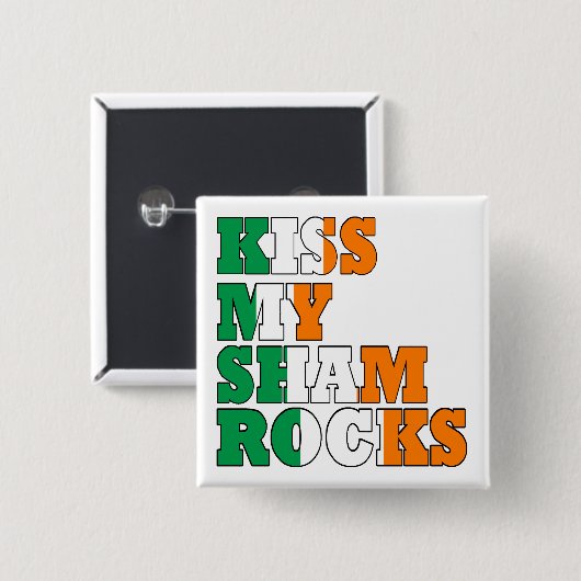 Badge Carré 5 Cm Embrasse mon St patrick shamrock (Devant & derrière)