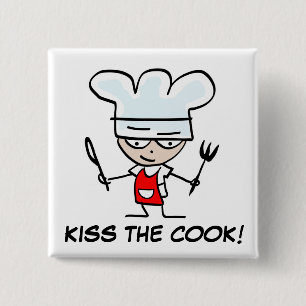 Badge Carré 5 Cm Embrassez le cuisinier ! bouton pinback