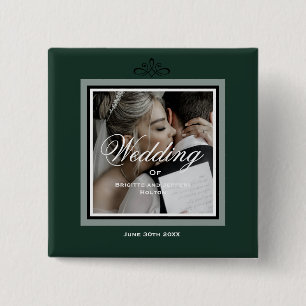 Badge Carré 5 Cm Emerald green personnalisable 50e mariage