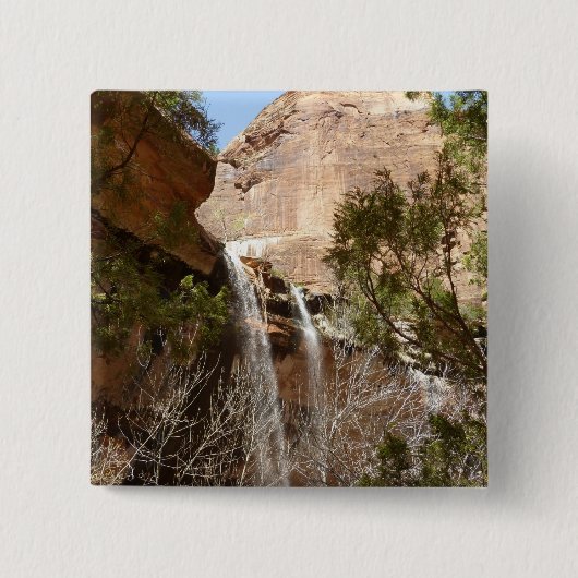 Badge Carré 5 Cm Emerald Pool Falls I du parc national Zion (Devant)