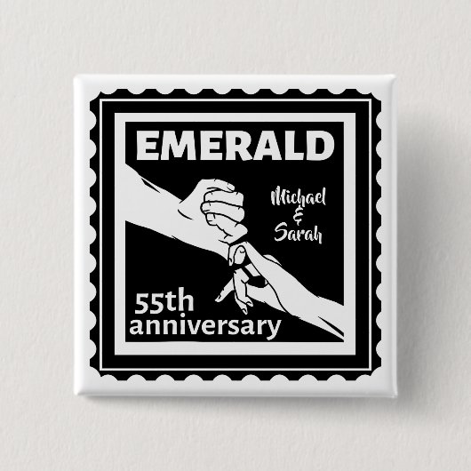 Badge Carré 5 Cm Emerald wedding anniversary 55 ans (Devant)
