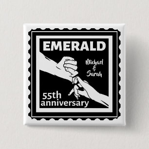 Badge Carré 5 Cm Emerald wedding anniversary 55 ans