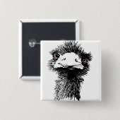 Badge Carré 5 Cm Émeu (Devant & derrière)