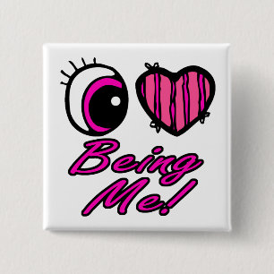 Badge Carré 5 Cm Emo Coeur Oeil J'Aime Être Moi