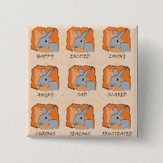 BADGE CARRÉ 5 CM ÉMOTIONS - BLEU (Devant)