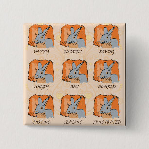 BADGE CARRÉ 5 CM ÉMOTIONS - BLEU