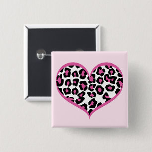 Badge Carré 5 Cm Empreinte de léopard du coeur sauvage