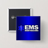 Badge Carré 5 Cm EMS - Services Médicales d'urgence (Devant & derrière)