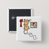 Badge Carré 5 Cm En attente des T-shirts et cadeaux Père Noël (Devant & derrière)