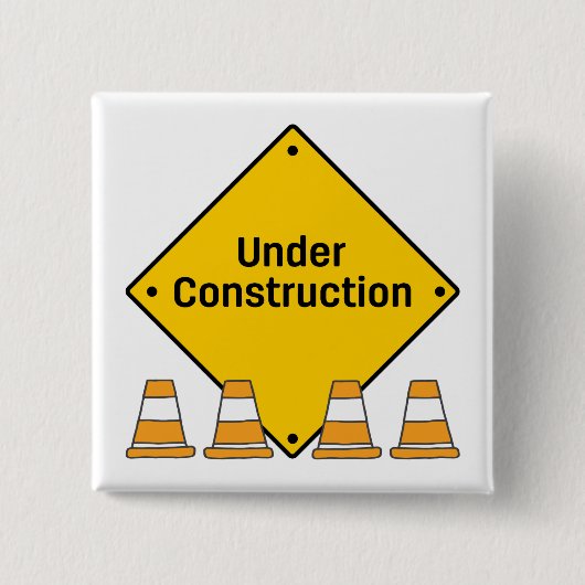 Badge Carré 5 Cm En construction avec des cônes (Devant)