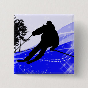 Badge Carré 5 Cm En descendant sur la pente de ski