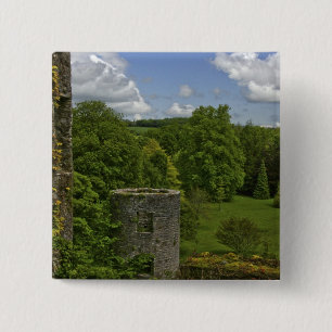 Badge Carré 5 Cm En Irlande, au château de Blarney une tour en pier